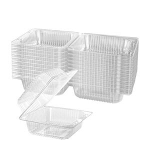 100 Count Clear Plastic Hinged Take Out Containers Clamshell Takeout Tray Foo...